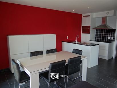 TE HUUR OP JAARBASIS - gemeubeld hoek appartement met 2 slaapkamers met recreatieruimte - living met zonneterras - ingerichte open keuken met elektris...