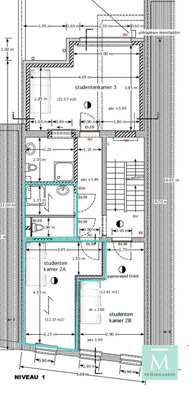 Foto 4 : KOT/kamer te 2800 MECHELEN (België) - Prijs € 535