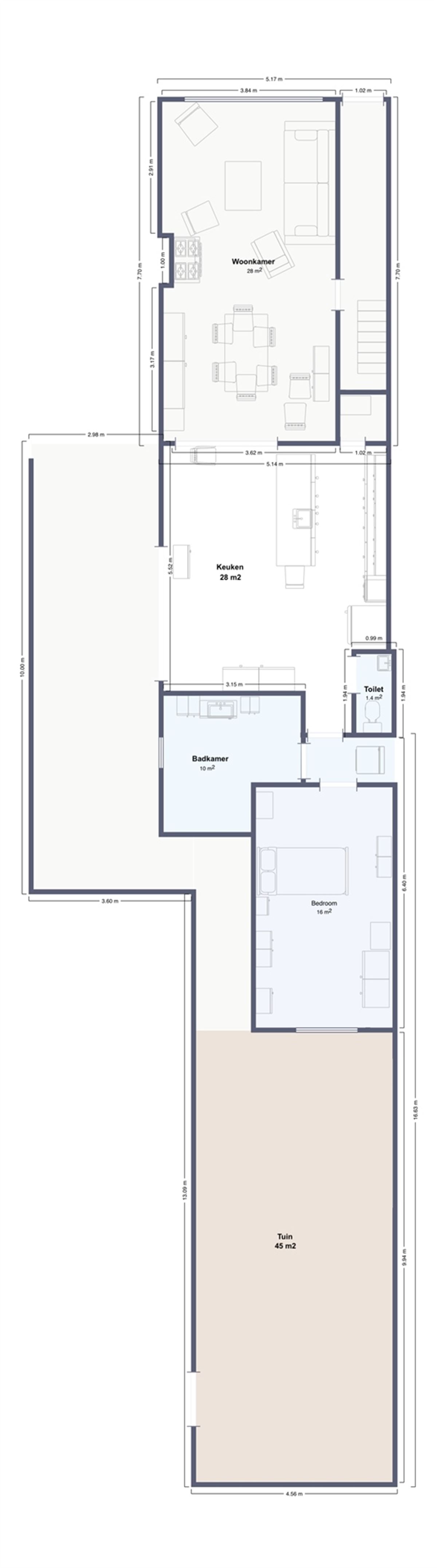 Appartementsgebouw met 2 appartementen en tuin.