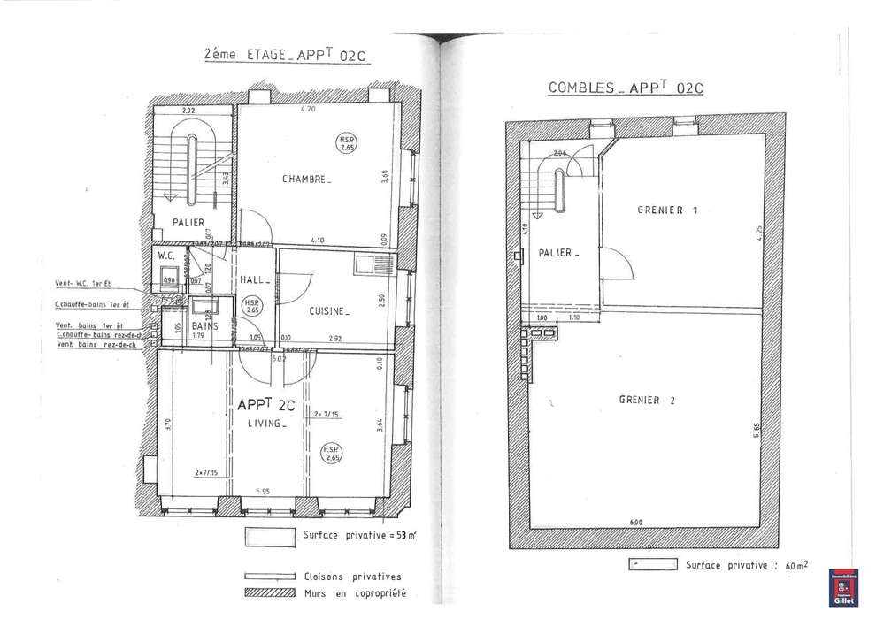 Bel appartement DUPLEX avec combles emménageables
